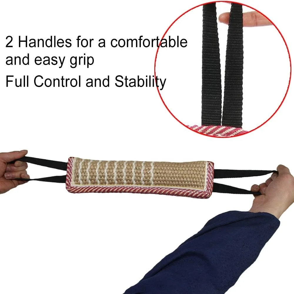 Dog Tug Toy Jute Bite Pillow With Two Handles Training
