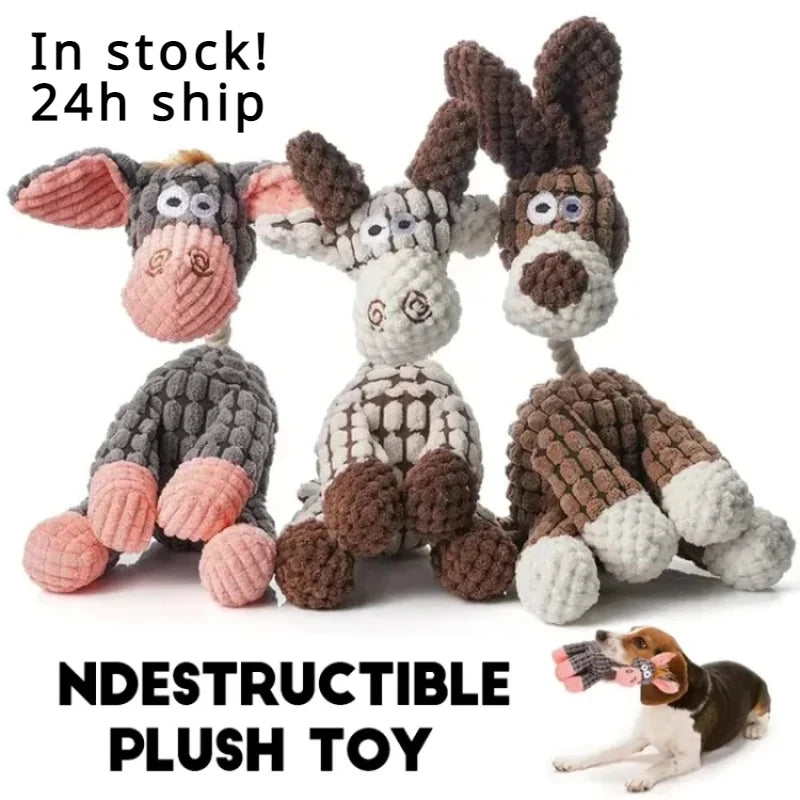 Plush Squeaky Puppy Chew Toys For Small Dogs Donkey Design