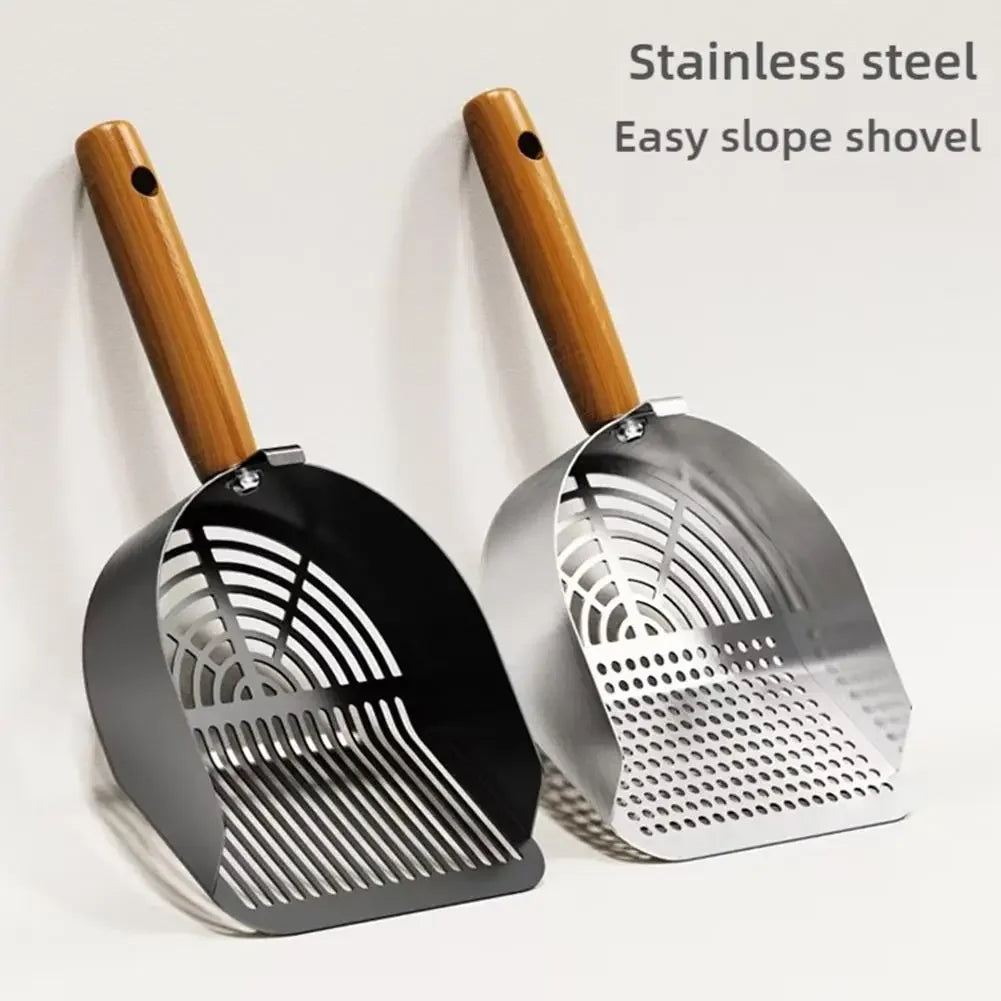Steel Cat Litter Scoop Long Handle Pet Waste Shovel Cleaning Tool for Tofu Sand Litter Box Cats Supplies
