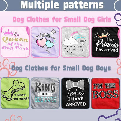 4 Pack Summer Dog Shirts for Small Dogs Chihuahua Yorkie Soft Cute Pattern Pet Clothing Pink Grey Red Green XXS~M
