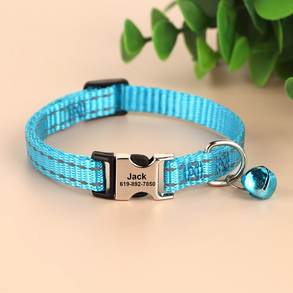 Free personalized kitten collar, engraved with pet dog's name, anti-lost, suitable for cats and small dogs, adjustable