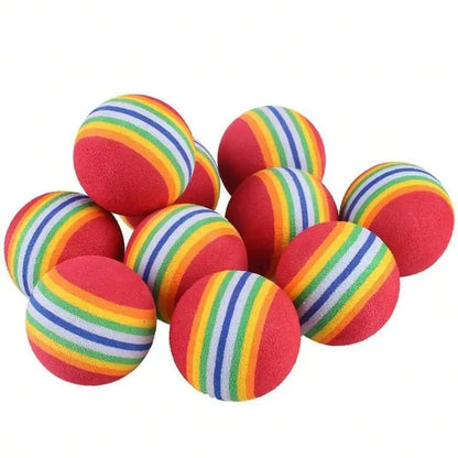 Rainbow Striped Soft EVA Foam Cat Toy Balls For Cats