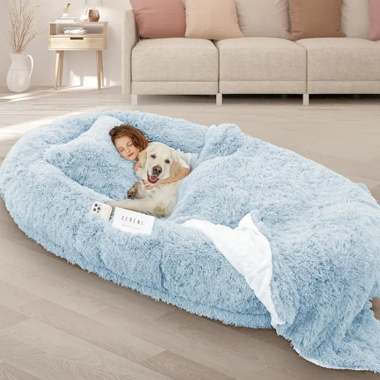 ROOMTEC Human Dog Bed, 71''x45''x12'' Size Fits Adult and Pet Washable Giant People Dog Bed 10 CM Thick Memory Foam Large