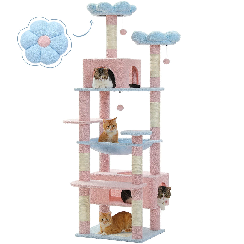 PETEPELACN Cat Tree Tower With Five Tier Sisal Posts
