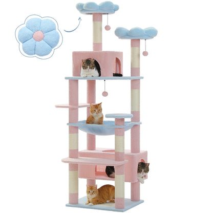 PETEPELACN Cat Tree Tower With Five Tier Sisal Posts