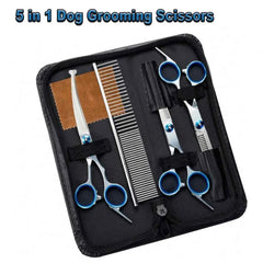 Professional Pet Grooming Scissors Kit Stainless Steel Dog Cat Hair Cutting Thinning Curved Straight Trimmer Shears with Comb & Case