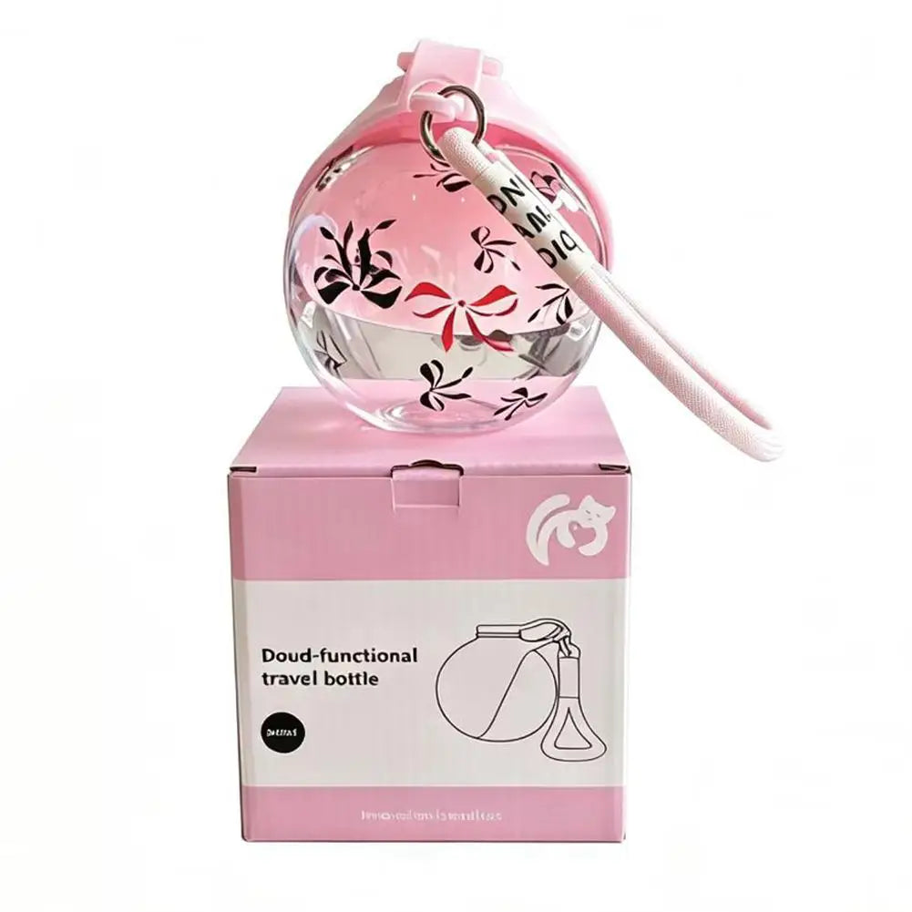 2-In-1 Portable Dog Water Bottle With Lanyard And Foldable Bowl