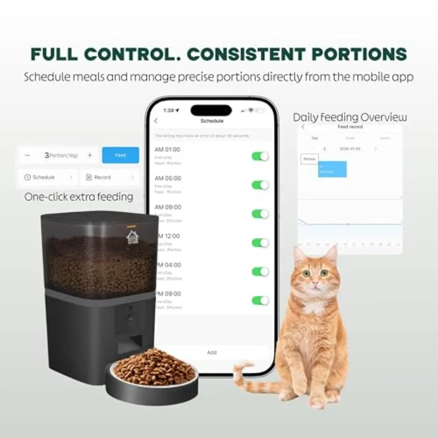 Automatic Cat Feeder With 1080P Camera Timed Dispenser 6L