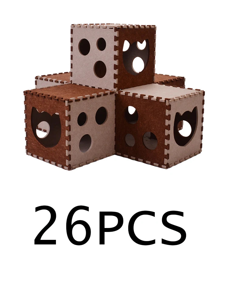 Cat Dog Toy Felt Pom Splicing Tunnel Collapsible Kitten Nest