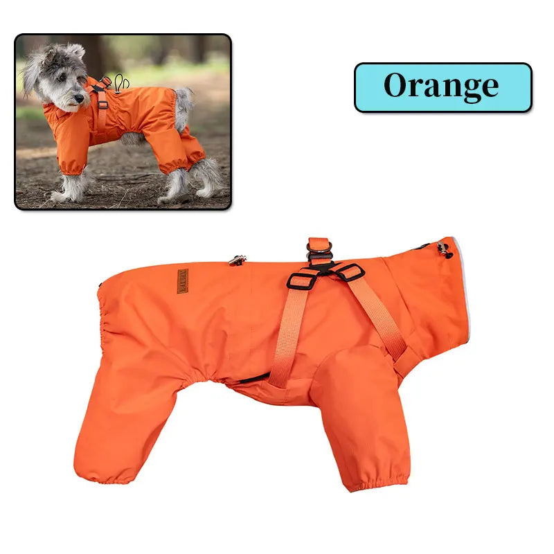NONE Dog Raincoat With Harness Waterproof Jacket Reflective