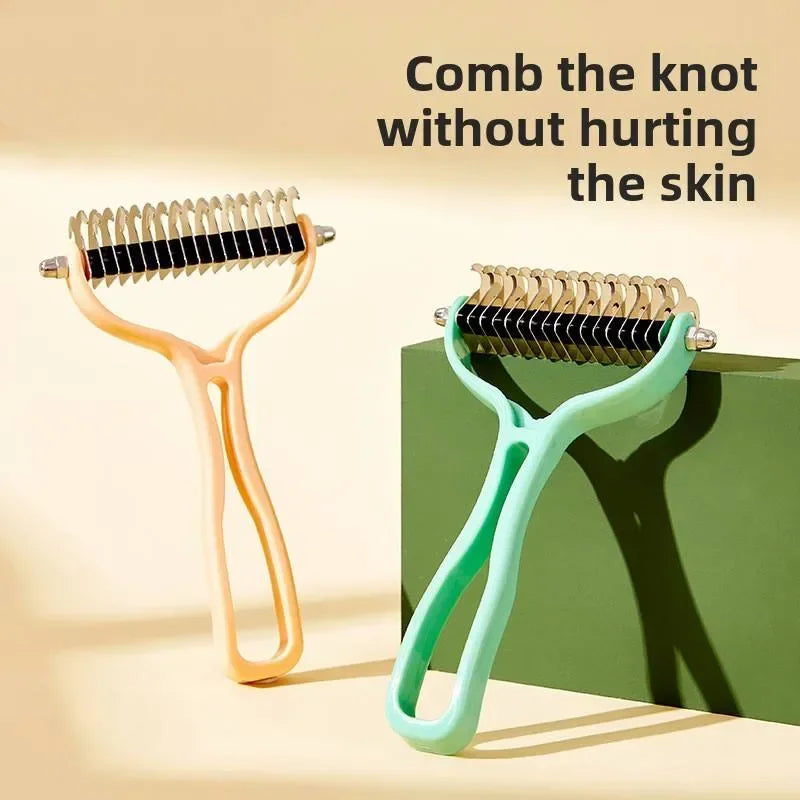 Hign-concerned Cat Fur Knot Cutter Double-Sided Deshedding Brush