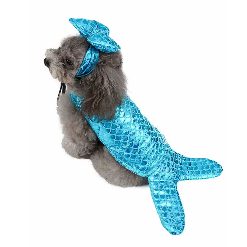 Hobbaggo Personalized Mermaid Dog Costume Funny Cosplay Party Pet Clothing