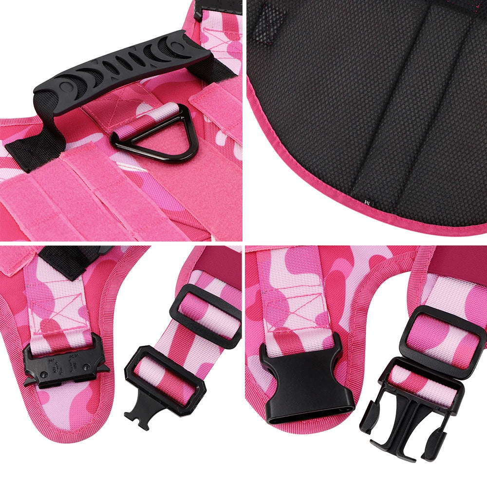 Military Camouflage Dog Harness With Adjustable Leash