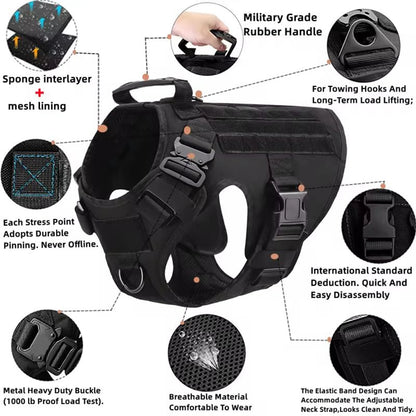 PETRAVEL Tactical Dog Harness Leash Molle Pouches For German Shepherds