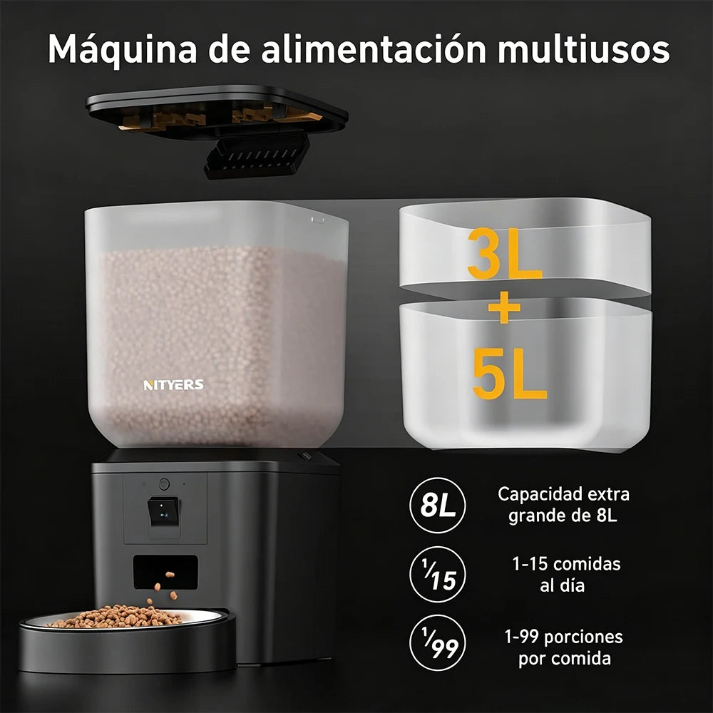 Nityers Automatic Cat Feeder 1080P Camera 5G WiFi Night Vision