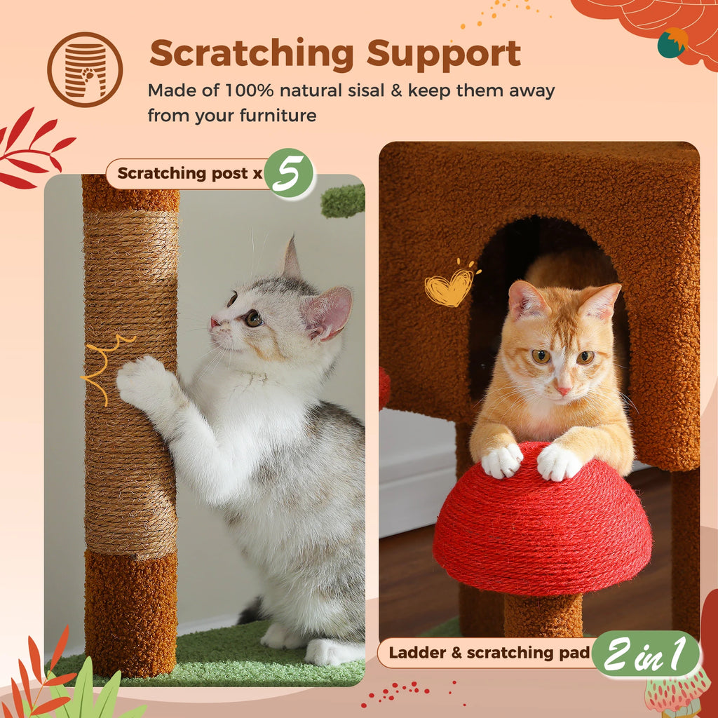 PETEPELACN Floor to Ceiling Cat Tree With Condo Hammock