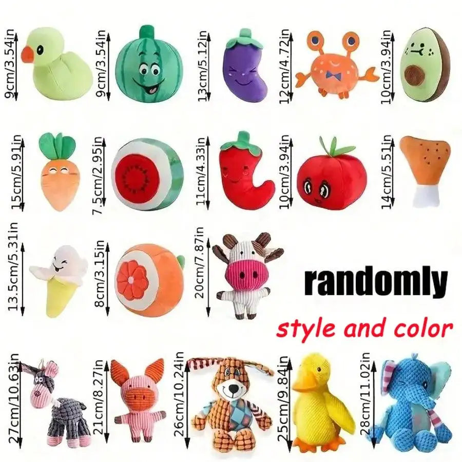 Squeaky Plush Dog Toy Set Multi Pack Various Designs
