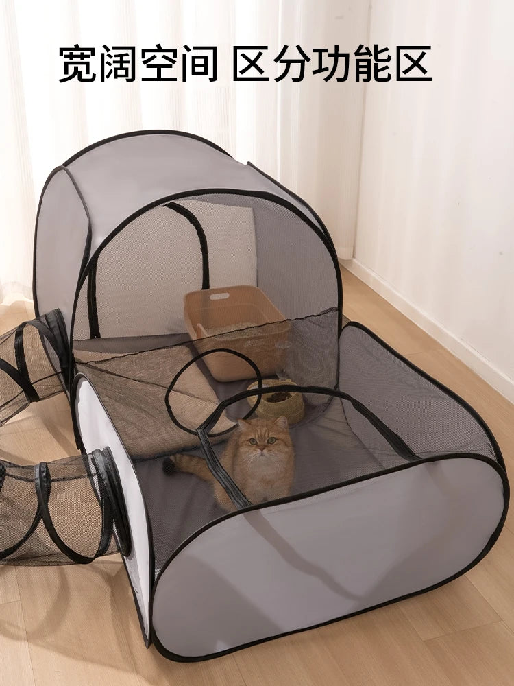 Foldable Oxford Fabric Cat And Dog Nest Bed With Tunnel