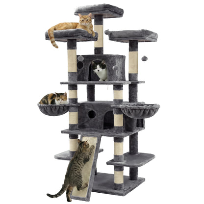 Four-Tier Cat Tree Tower With Condos And Plush Perches