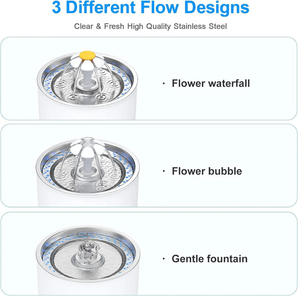 Automatic Pet Water Fountain With LED Light And Stainless Lid