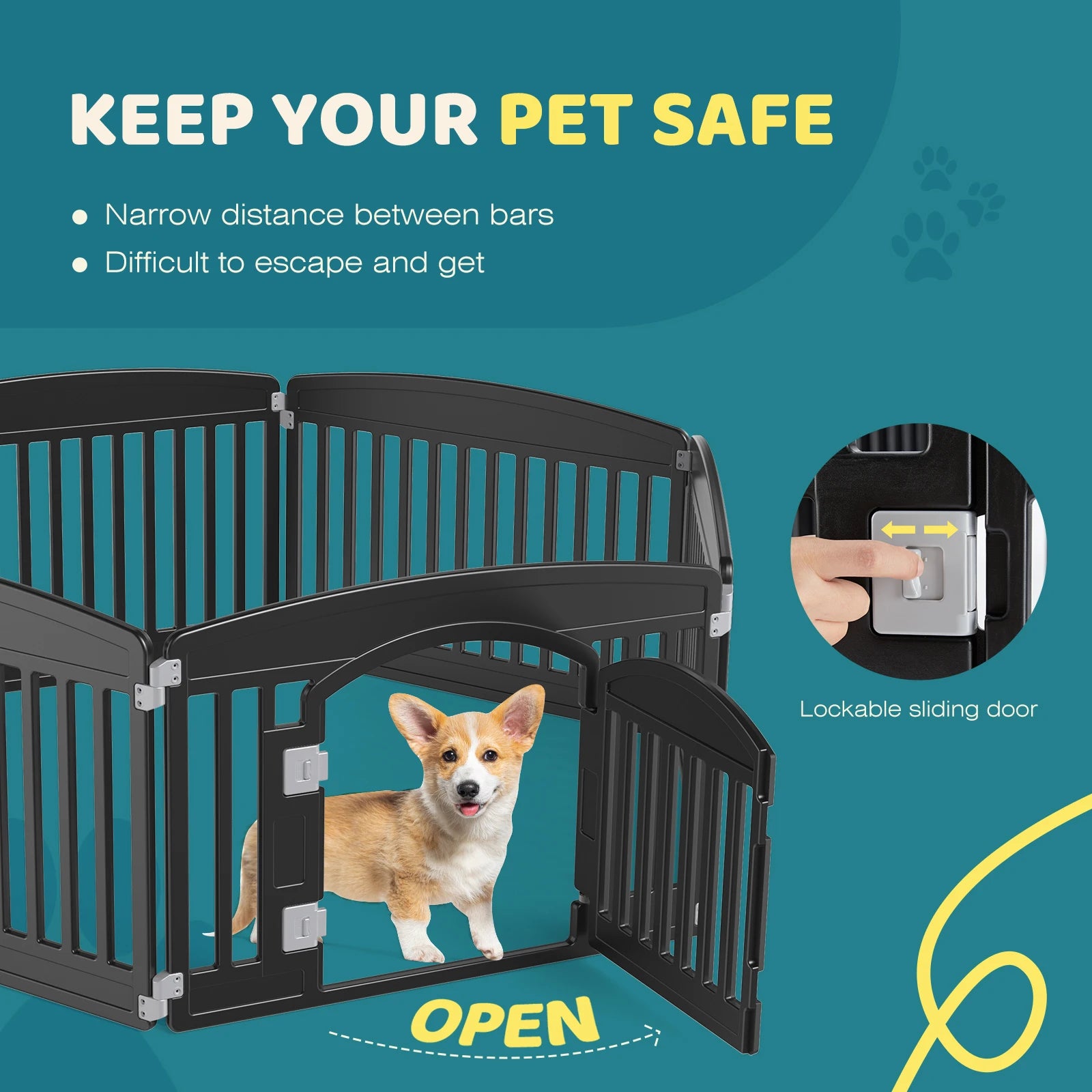 JHK Plastic Dog Playpen 6-Panel Expandable Fence For Medium Dogs