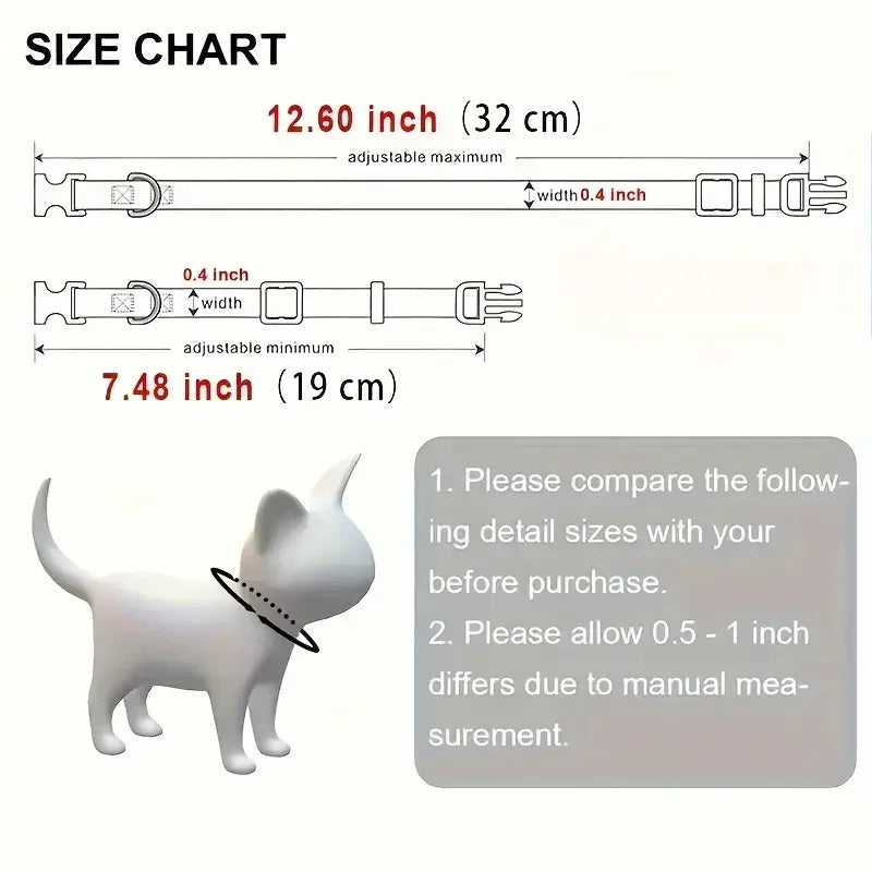Personalized Free Engraving Reflective Cat Collar Adjustable Nylon