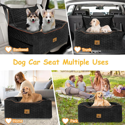 Dog Car Seat for Medium/Large Dogs, Washable Dog Booster Seat Under 60 lbs or 2 Small Dogs, Multi-Functional Pet Car Seat