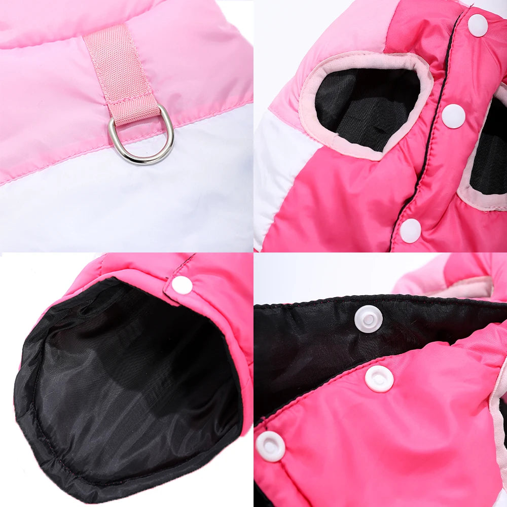 Winter Windproof Dog Coat With D-Ring Waterproof Pet Apparel