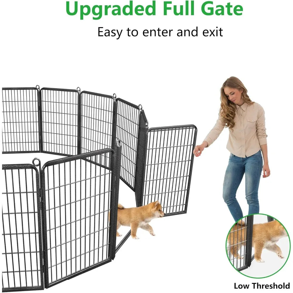 Dog Playpen Outdoor with Low Threshold Full Gate, 40" Height 14 Panels Large Dog Pen Dog Fence Outdoor for Yard, Heavy Duty Pet