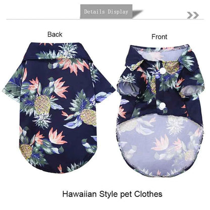 Hawaiian-style pet dog clothing Summer beach dog shirt Suitable for small and medium dogs Dog puppy cat clothes Pug French Bulldog