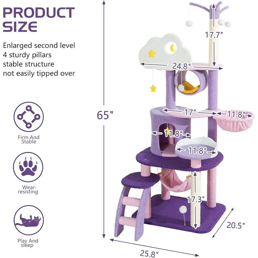 Indoor Cat Tree With Scratching Post Hammock And Condo