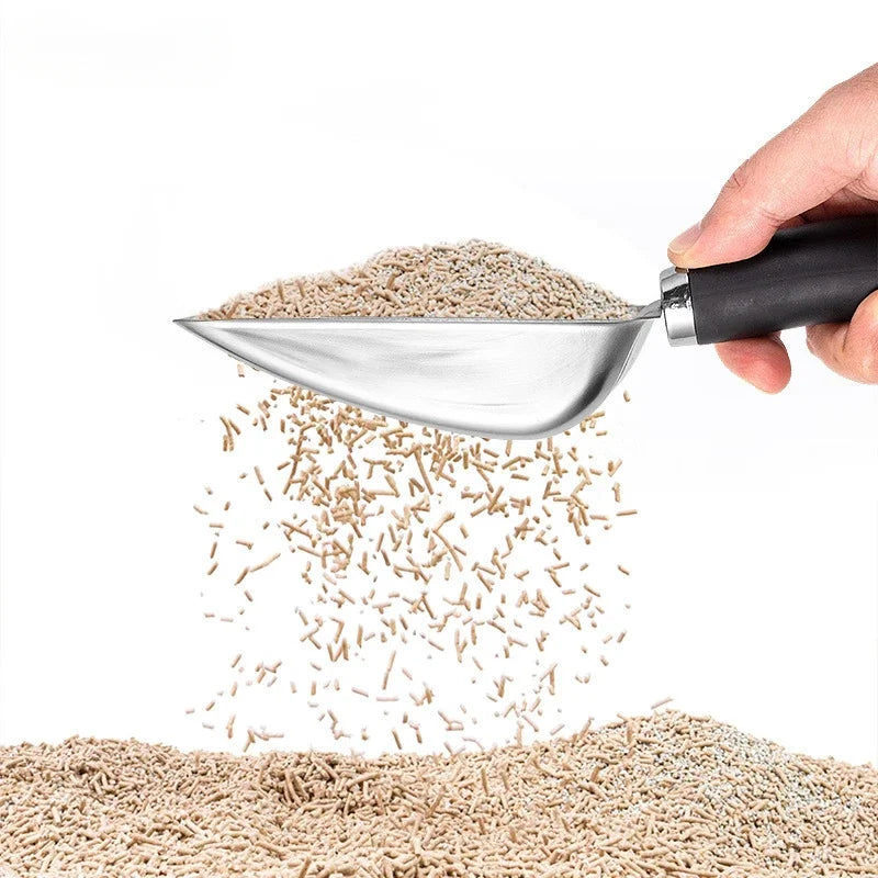 Stainless Steel Cat Litter Scoop with Rubber Handle Metal Kitty Scooper Sturdy Mesh Scooper Litter Filter Pet Cleaning Tools
