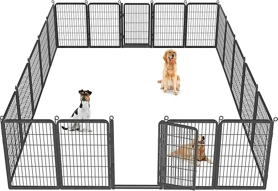 Dog Playpen Outdoor with Low Threshold Full Gate, 40" Height 14 Panels Large Dog Pen Dog Fence Outdoor for Yard, Heavy Duty Pet