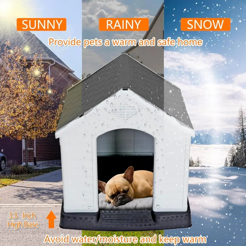 Weatherproof Insulated Dog Kennel With Air Vents Indoor Outdoor