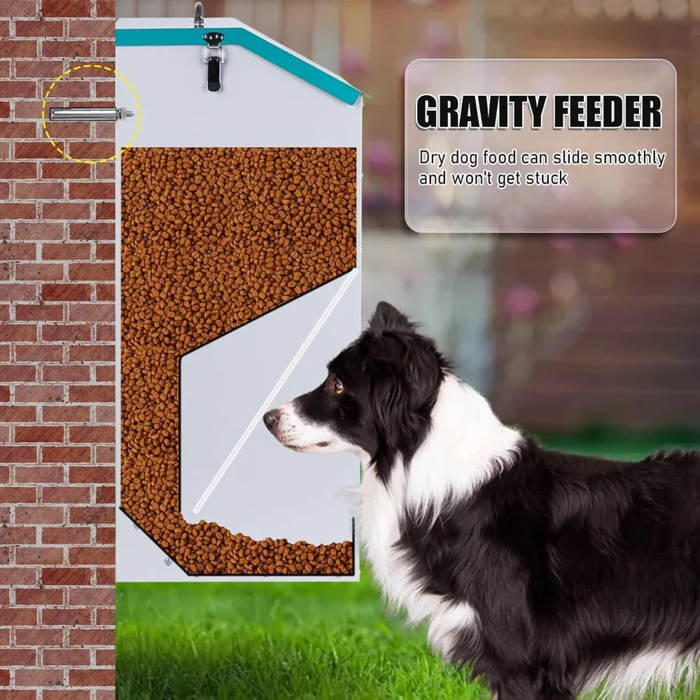 Automatic Dog Feeder for Large Dogs Outdoor 50Lbs Dog Food Dispenser Dog Feeding Station Galvanized Gravity Feeder Pet Feeder