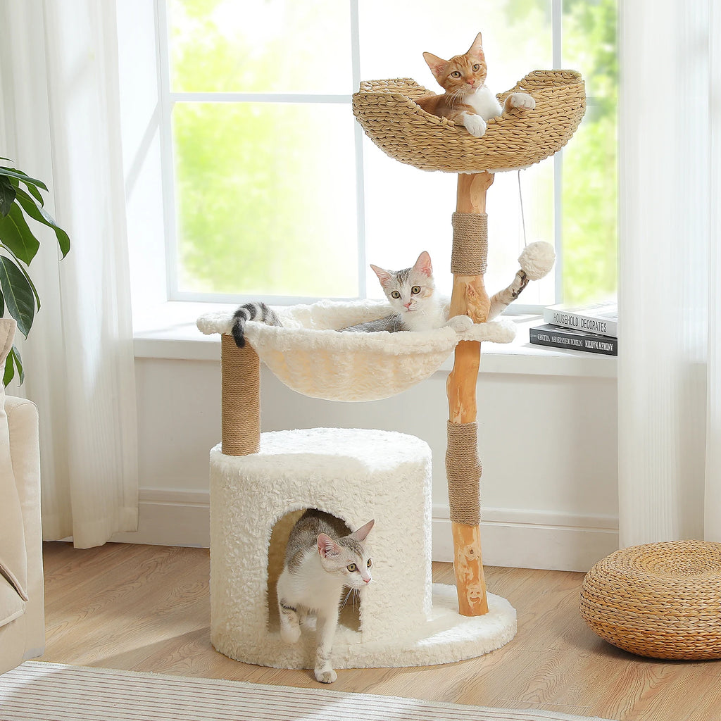PAWZ Road Cat Tree Tower With Natural Wood Scratching Posts