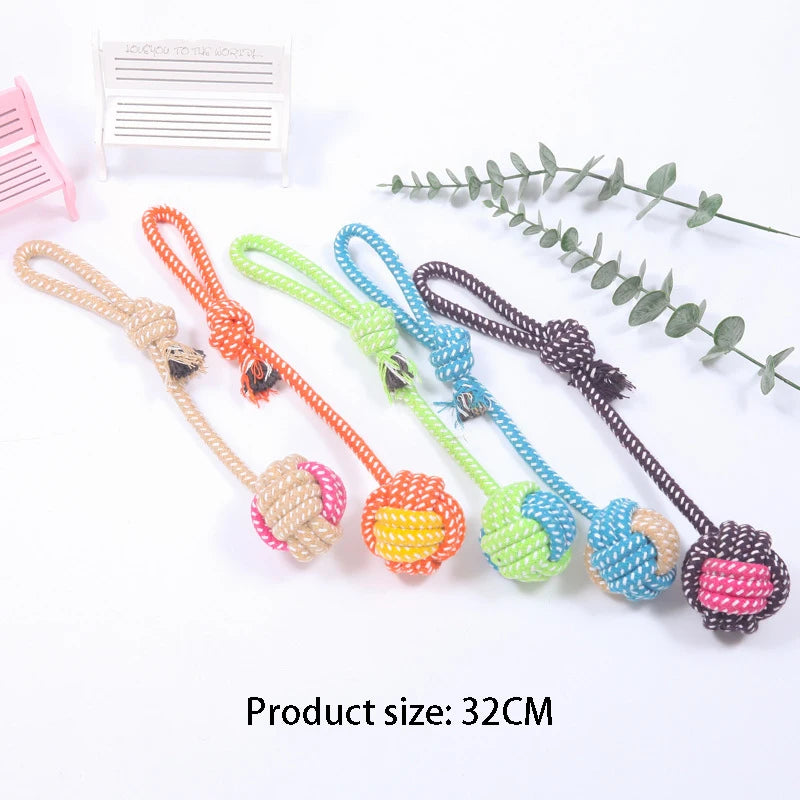 VZZ Interactive Cotton Rope Mini Dog Toy Ball Chew