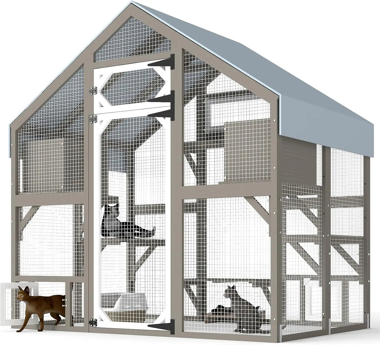 Catio Outdoor Cat Enclosure For Multiple Cats With Weatherproof Roof