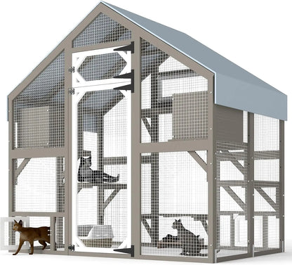Catio Outdoor Cat Enclosure For Multiple Cats With Weatherproof Roof