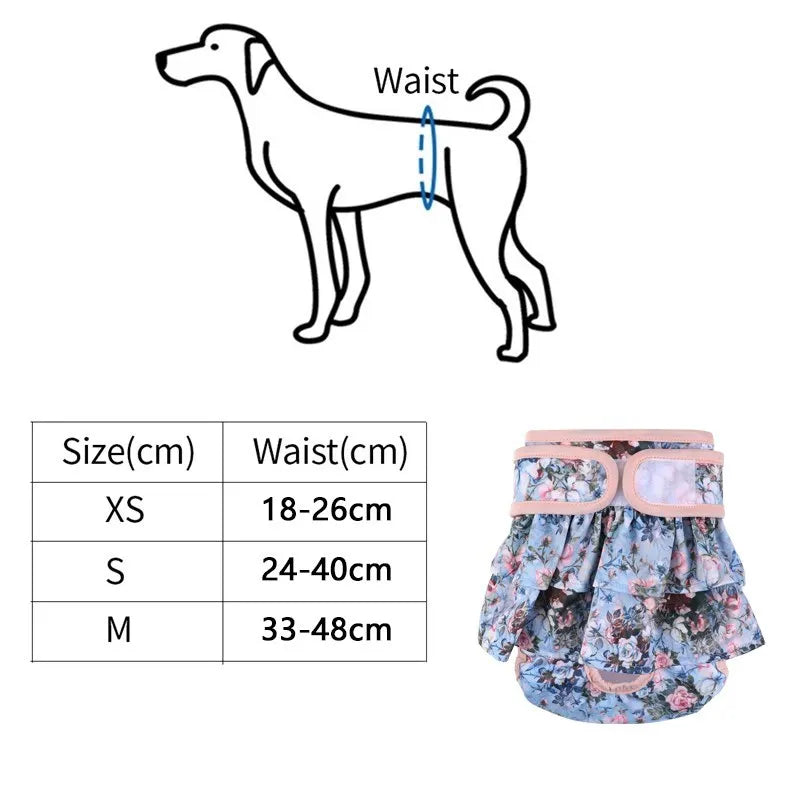 NONECN Adjustable Dog Diapers Female Reusable Washable Flower Pattern