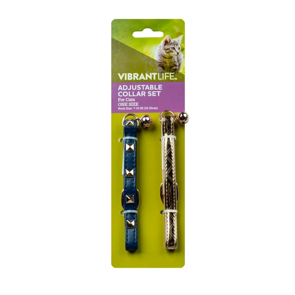 DUTRIEUX 2-Pack Textured Vegan Leather Breakaway Cat Collar Bell