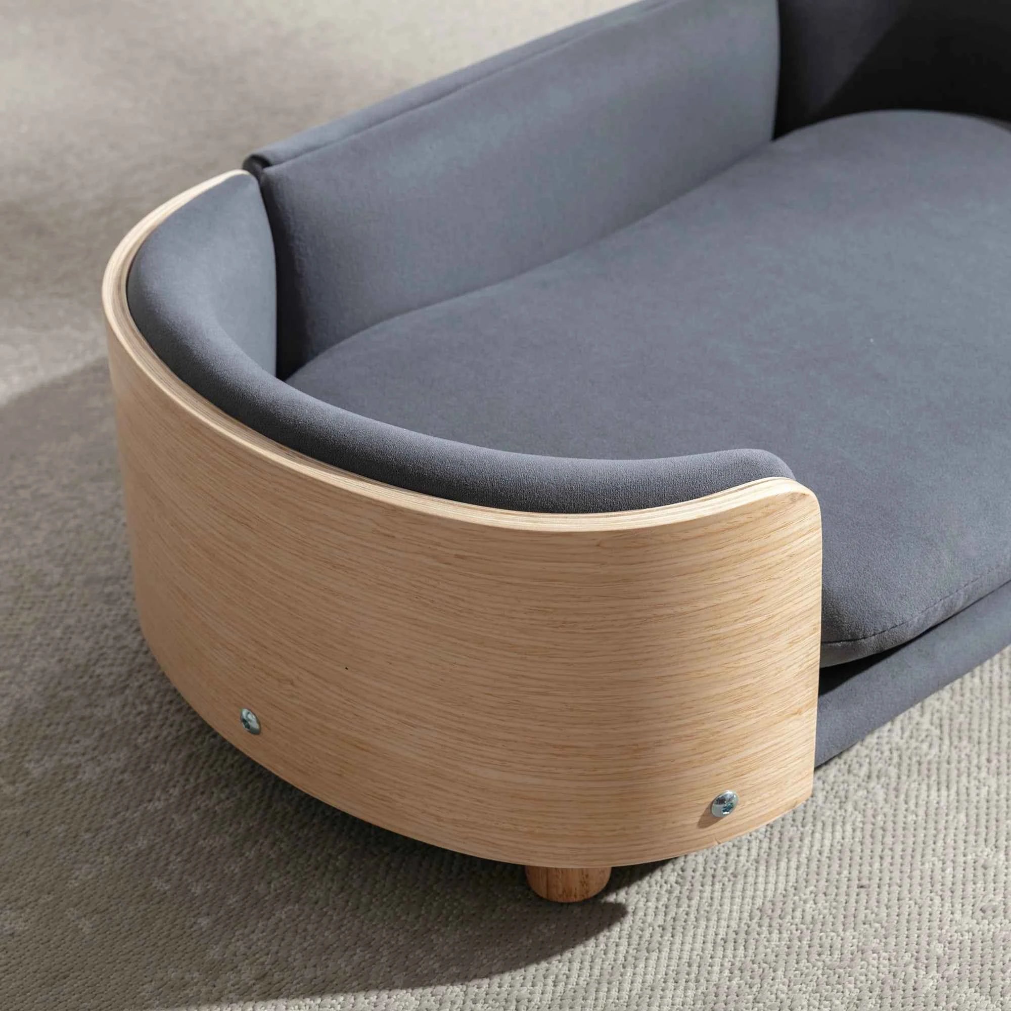 Modern Pet Sofa Bed with Wooden Frame and Soft Cushion, Raised Lounge Bed for Small Dogs and Cats