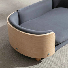 Modern Pet Sofa Bed with Wooden Frame and Soft Cushion, Raised Lounge Bed for Small Dogs and Cats