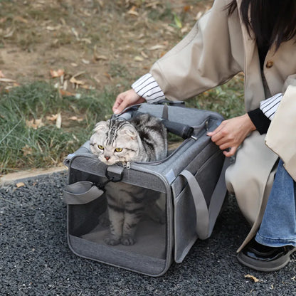 Portable Expandable Pet Travel Bag Soft Sided Breathable Carrier Crossbody