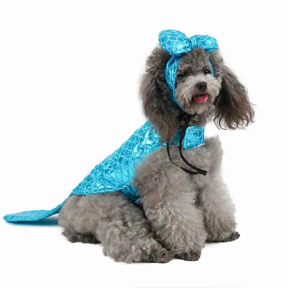 Hobbaggo Personalized Mermaid Dog Costume Funny Cosplay Party Pet Clothing