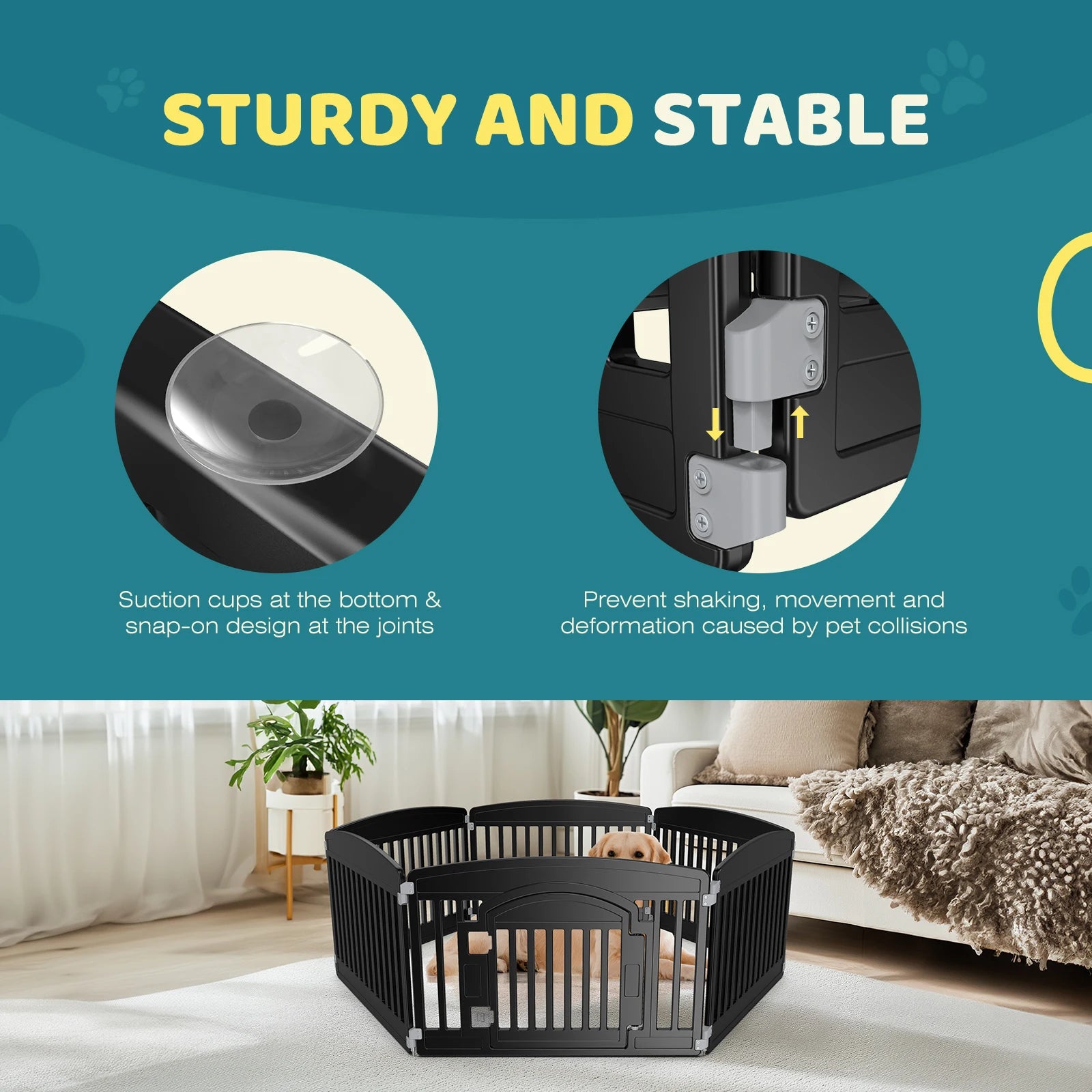 JHK Plastic Dog Playpen 6-Panel Expandable Fence For Medium Dogs