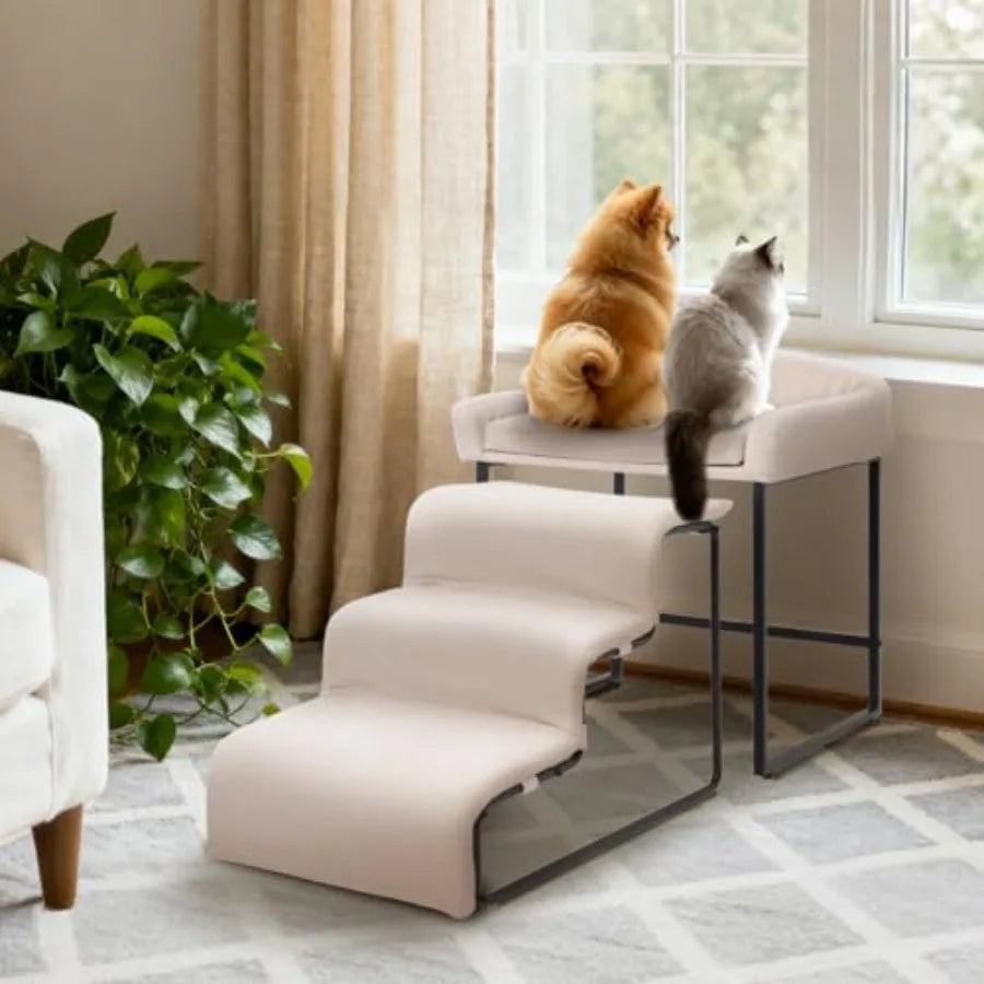 MDNG Dog Window Perch With Stairs For Small Dogs Cats