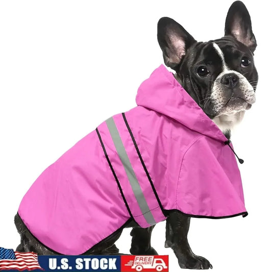 Waterproof Lightweight Dog Raincoat Reflective Adjustable Pet Poncho Jacket Hooded Rain Gear Small Medium Large Dogs