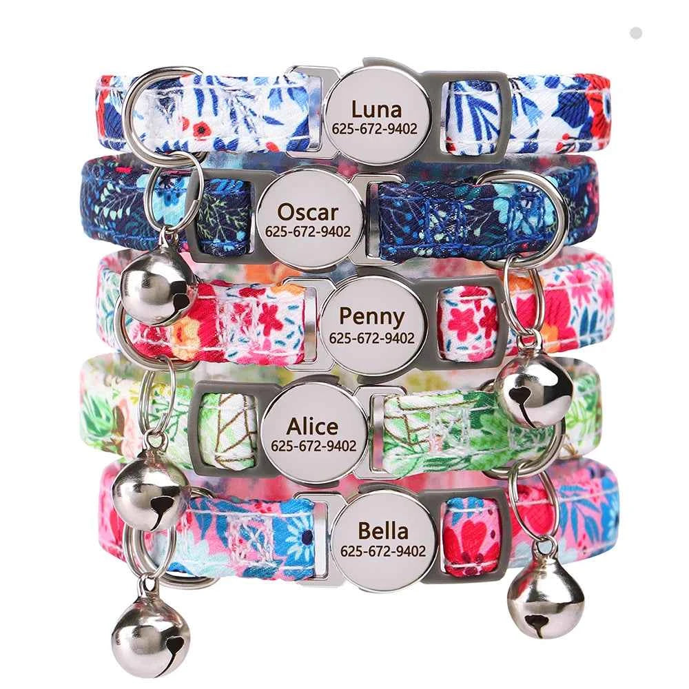 Free personalized kitten collar, engraved with pet dog's name, anti-lost, suitable for cats and small dogs, adjustable