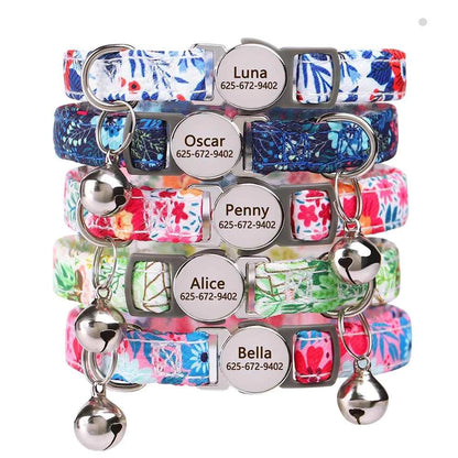 Free personalized kitten collar, engraved with pet dog's name, anti-lost, suitable for cats and small dogs, adjustable
